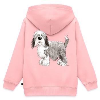 Der Bearded Collie - Kinder Premium Organic Zip Hoodie - Rosa - Hinten - AI Model Kid Female (0cm)