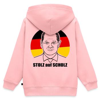 stolz auf Scholz, Bundeskanzler, Deutschland Shirt - Kinder Premium Organic Zip Hoodie - Rosa - Hinten - AI Model Kid Female (0cm)