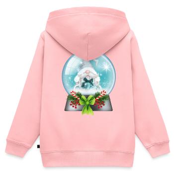 Schneekugel Weihnachtsmann mit Zuckerstangen - Kinder Premium Organic Zip Hoodie - Rosa - Hinten - AI Model Kid Female (0cm)