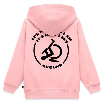 C’est ainsi que je traverse la vie dans mon fauteuil roulant # - Sweat Premium à capuche zippé enfant bio - rose - Dos - AI Model Kid Female (0cm)