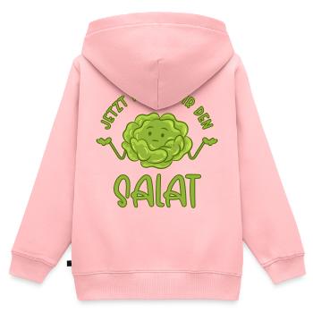 Jetzt haben wir den Salat - Kinder Premium Organic Zip Hoodie - Rosa - Hinten - AI Model Kid Female (0cm)