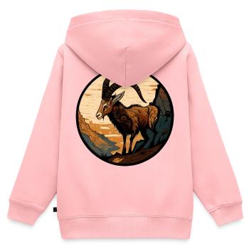 Capricorne - Sweat Premium à capuche zippé enfant bio - rose - Dos - AI Model Kid Female (0cm)