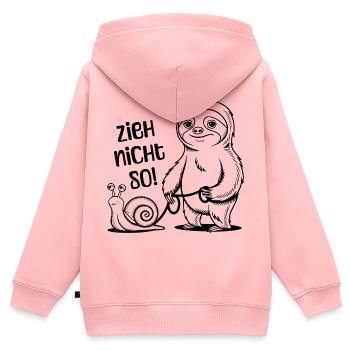 Zieh nicht so - Schnecke und Faultier - Kinder Premium Organic Zip Hoodie - Rosa - Hinten - AI Model Kid Female (0cm)