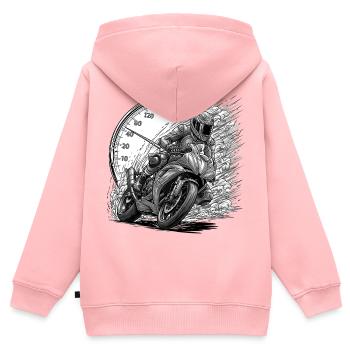 Biker, der von Geschwindigkeit angetrieben wird - Kinder Premium Organic Zip Hoodie - Rosa - Hinten - AI Model Kid Female (0cm)