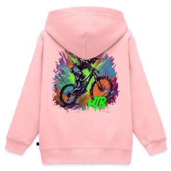 Mtb - Kinder Premium Organic Zip Hoodie - Rosa - Hinten - AI Model Kid Female (0cm)