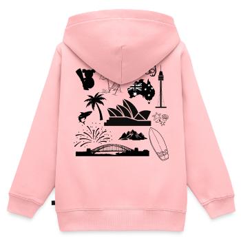 Sydney in symbols - Kinder Premium Organic Zip Hoodie - Rosa - Hinten - AI Model Kid Female (0cm)