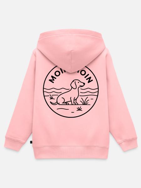 Moin Dackel Meer Badge - Kinder Premium Organic Zip Hoodie - Rosa