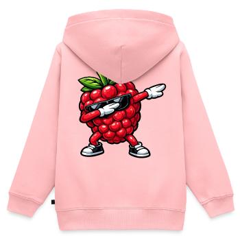 Dabbing Raspberry - Kids Premium Organic Zip-up Hoodie - rose - Back - AI Model Kid Female (0cm)
