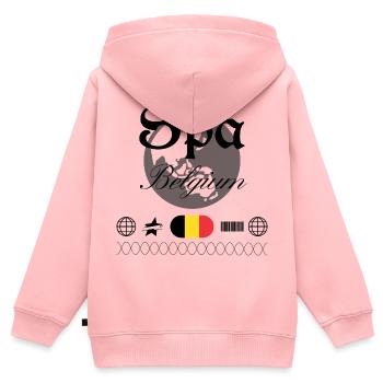 Spa Belgique Streetwear Souvenir de voyage Vintage - Sweat Premium à capuche zippé enfant bio - rose - Dos - AI Model Kid Female (0cm)