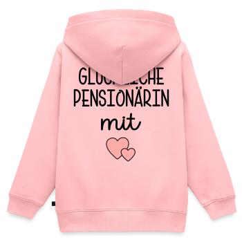 Herz - Glückliche Pensionärin - Kinder Premium Organic Zip Hoodie - Rosa - Hinten - AI Model Kid Female (0cm)