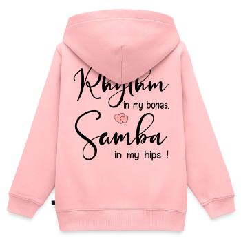 Samba-Rhythmustanz - Kinder Premium Organic Zip Hoodie - Rosa - Hinten - AI Model Kid Female (0cm)