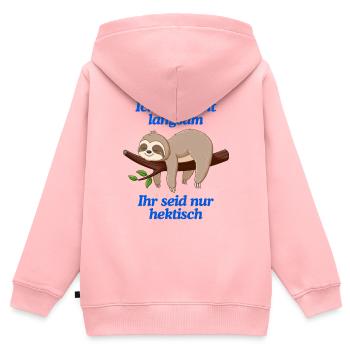 Lustiges Faultier T-Shirt | Langsam & Humor - Kinder Premium Organic Zip Hoodie - Rosa - Hinten - AI Model Kid Female (0cm)