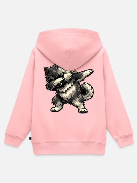 Dabbing Keeshond im Comic Stil - Kinder Premium Organic Zip Hoodie - Rosa