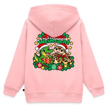 Krokodil Schlange - Kinder Premium Organic Zip Hoodie - Rosa - Hinten - AI Model Kid Female (0cm)