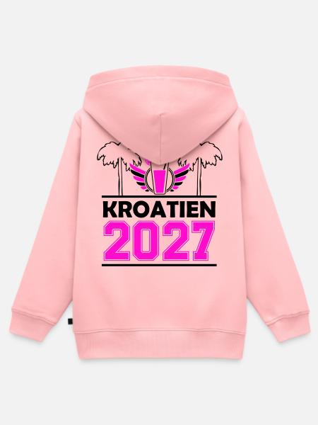 2027 Kroatien - Kinder Premium Organic Zip Hoodie - Rosa
