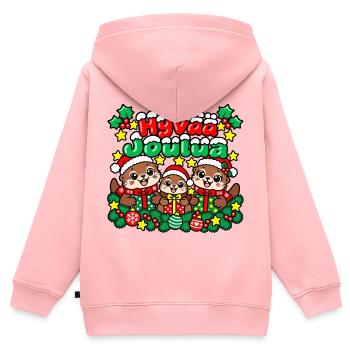 Frohe Weihnachten - Kinder Premium Organic Zip Hoodie - Rosa - Hinten - AI Model Kid Female (0cm)