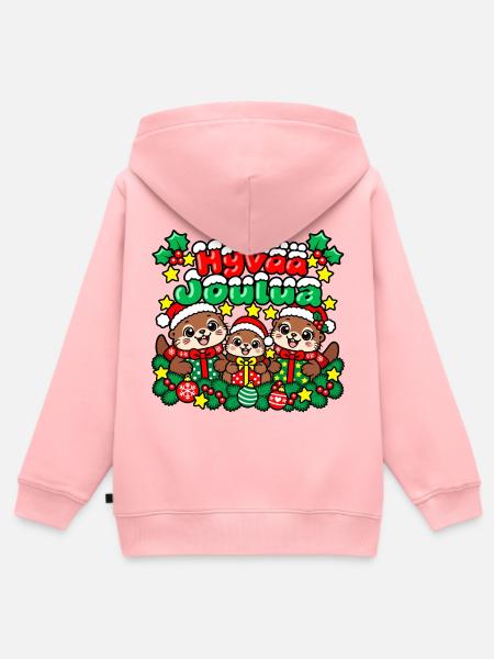 Frohe Weihnachten - Kinder Premium Organic Zip Hoodie - Rosa