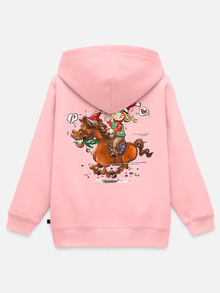 Weihnachts Pony - Kinder Premium Organic Zip Hoodie - Rosa