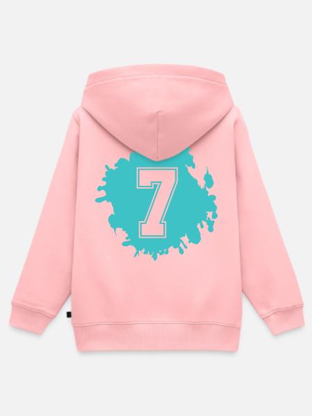 Türkis-Sieben Tinten-Splash - Kinder Premium Organic Zip Hoodie - Rosa