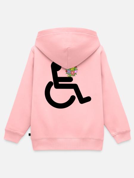 Rollstuhlfahrer mit Blumen # - Kinder Premium Organic Zip Hoodie - Rosa