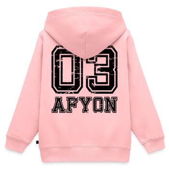 Afyon 03 used look - Kinder Premium Organic Zip Hoodie - Rosa - Hinten - AI Model Kid Female (0cm)