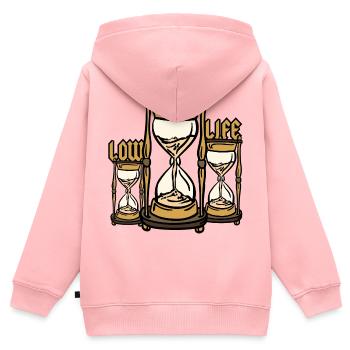 Sanduhr Low Life - Kinder Premium Organic Zip Hoodie - Rosa - Hinten - AI Model Kid Female (0cm)