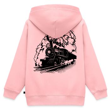 Railway Graphic - Kids Premium Organic Zip-up Hoodie - rose - Back - AI Model Kid Female (0cm)