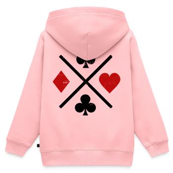 Spielkarten Kontrastdesign - Kinder Premium Organic Zip Hoodie - Rosa - Hinten - AI Model Kid Female (0cm)