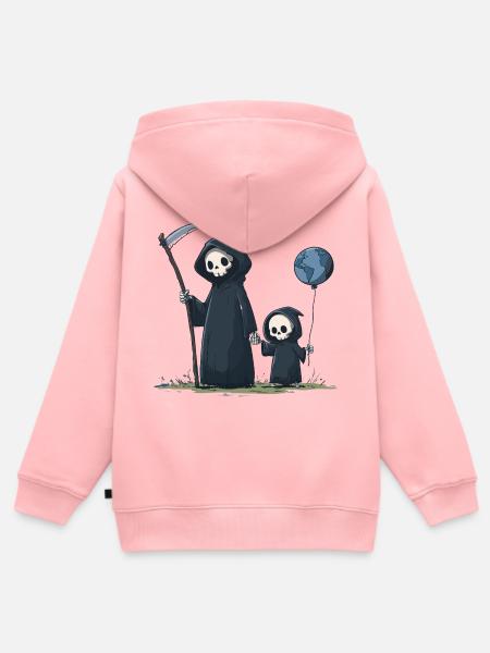 Süßer Grim Reaper mit Kind - Kinder Premium Organic Zip Hoodie - Rosa