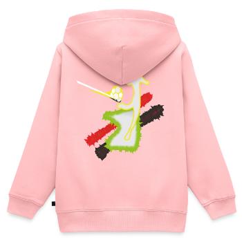 Kickschuss Fußballer Stürmer - Kinder Premium Organic Zip Hoodie - Rosa - Hinten - AI Model Kid Female (0cm)