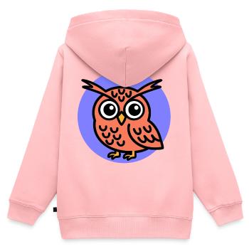 Hibou mignon - Sweat Premium à capuche zippé enfant bio - rose - Dos - AI Model Kid Female (0cm)