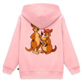Känguru Familie - Kinder Premium Organic Zip Hoodie - Rosa - Hinten - AI Model Kid Female (0cm)