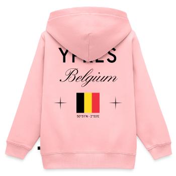 Ypern Belgien Koordinaten Reise Souvenir - Kinder Premium Organic Zip Hoodie - Rosa - Hinten - AI Model Kid Female (0cm)