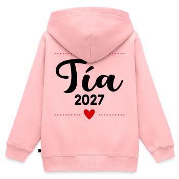 Spanische Tante 2027 - Kinder Premium Organic Zip Hoodie - Rosa - Hinten - AI Model Kid Female (0cm)