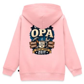 Der beste Opa – Werkstatt Motiv - Kinder Premium Organic Zip Hoodie - Rosa - Hinten - AI Model Kid Female (0cm)