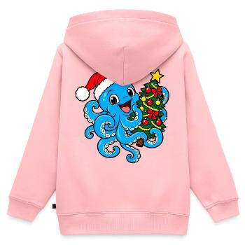 Weihnachts Oktopus - Kinder Premium Organic Zip Hoodie - Rosa - Hinten - AI Model Kid Female (0cm)