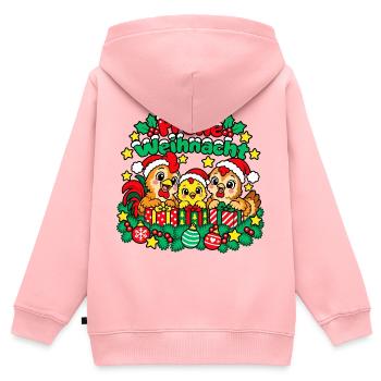 Weihnachts Hühner - Kinder Premium Organic Zip Hoodie - Rosa - Hinten - AI Model Kid Female (0cm)