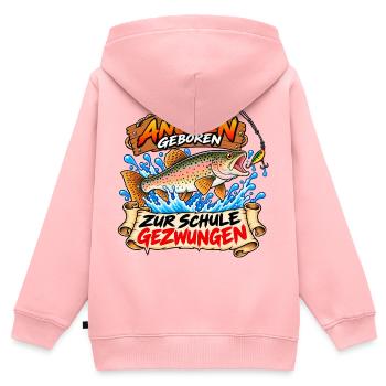 Zum Angeln geboren - Kinder Premium Organic Zip Hoodie - Rosa - Hinten - AI Model Kid Female (0cm)