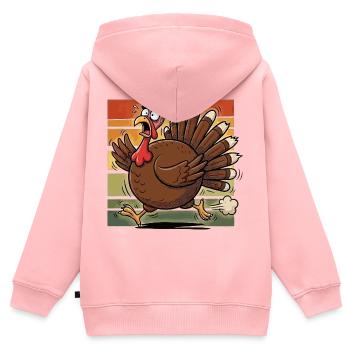 Truthahn mit Hut - Kinder Premium Organic Zip Hoodie - Rosa - Hinten - AI Model Kid Female (0cm)