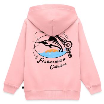 Tiefsee Fischer - Kinder Premium Organic Zip Hoodie - Rosa - Hinten - AI Model Kid Female (0cm)