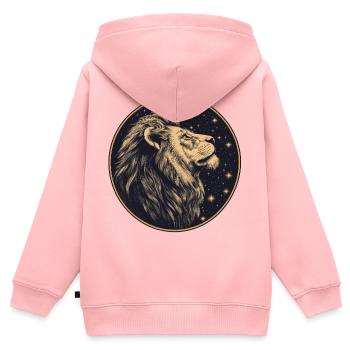 Lion avec ciel étoilé - Sweat Premium à capuche zippé enfant bio - rose - Dos - AI Model Kid Female (0cm)
