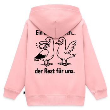 Ein Biss für dich der Rest für uns! - Kinder Premium Organic Zip Hoodie - Rosa - Hinten - AI Model Kid Female (0cm)