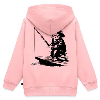 Lustige Angelkatze – Hobby-Angeldesign - Kinder Premium Organic Zip Hoodie - Rosa - Hinten - AI Model Kid Female (0cm)