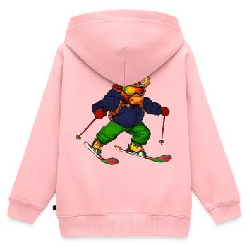 Bulls Skier / Ski Taurus - Sweat Premium à capuche zippé enfant bio - rose - Dos - AI Model Kid Female (0cm)