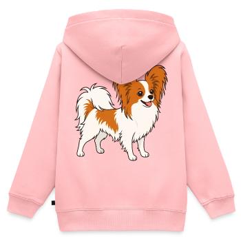 Dessin animé Papillon Fourrure Orange Blanche - Sweat Premium à capuche zippé enfant bio - rose - Dos - AI Model Kid Female (0cm)