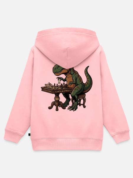 T-Rex spielt Schach - Kinder Premium Organic Zip Hoodie - Rosa