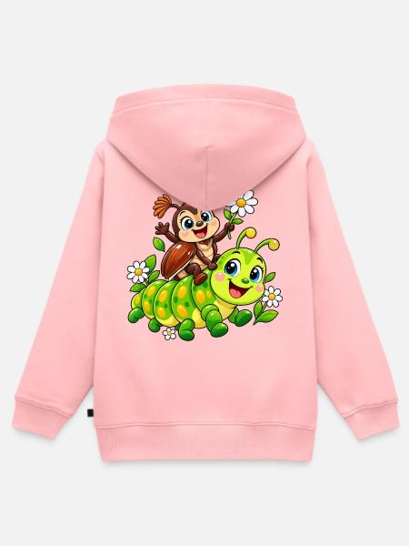 Maikäfer auf Raupe - Kinder Premium Organic Zip Hoodie - Rosa