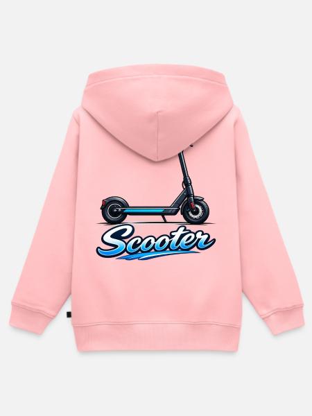 Scooter Illustration Neon Ride - Kinder Premium Organic Zip Hoodie - Rosa