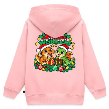 Weihnachts Dinosaurier - Kinder Premium Organic Zip Hoodie - Rosa - Hinten - AI Model Kid Female (0cm)