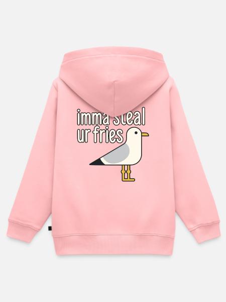 Möwe auf Pommesmission - Kinder Premium Organic Zip Hoodie - Rosa
